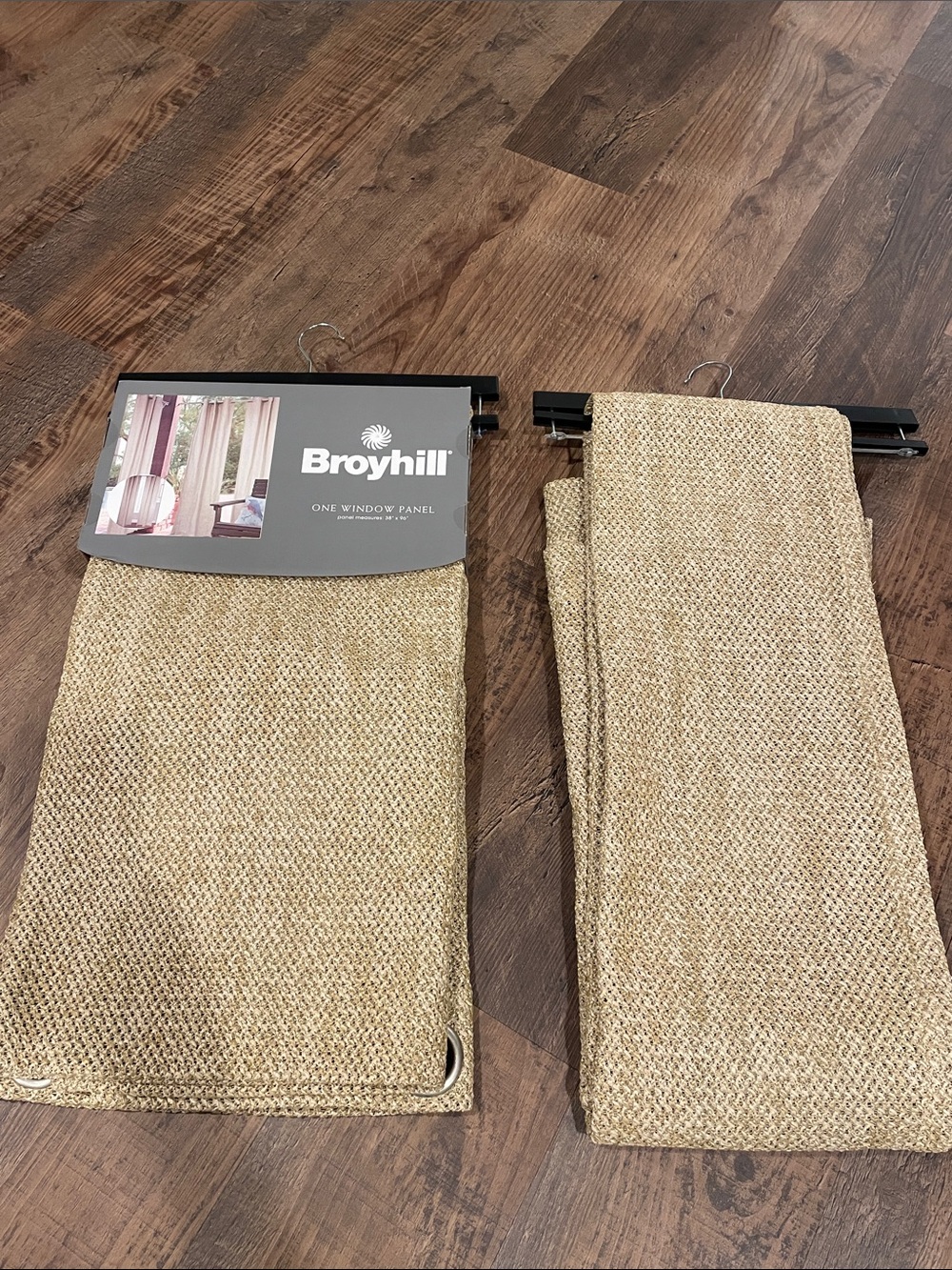 Broyhill Natural Woven Curtain Panel - Tan - Two Panels 38 x 96